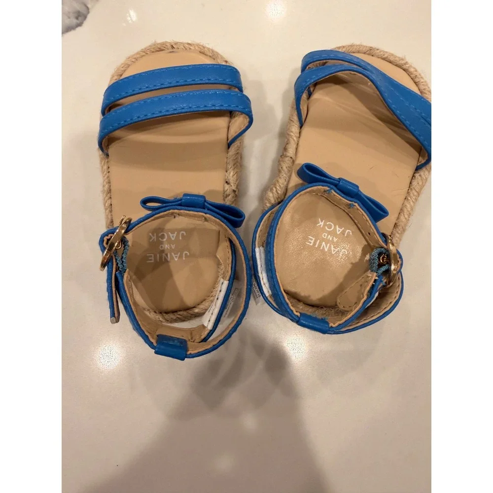 Janie and Jack Blue Espadrille Sandals Baby 6-12 Months Bow Ankle Strap